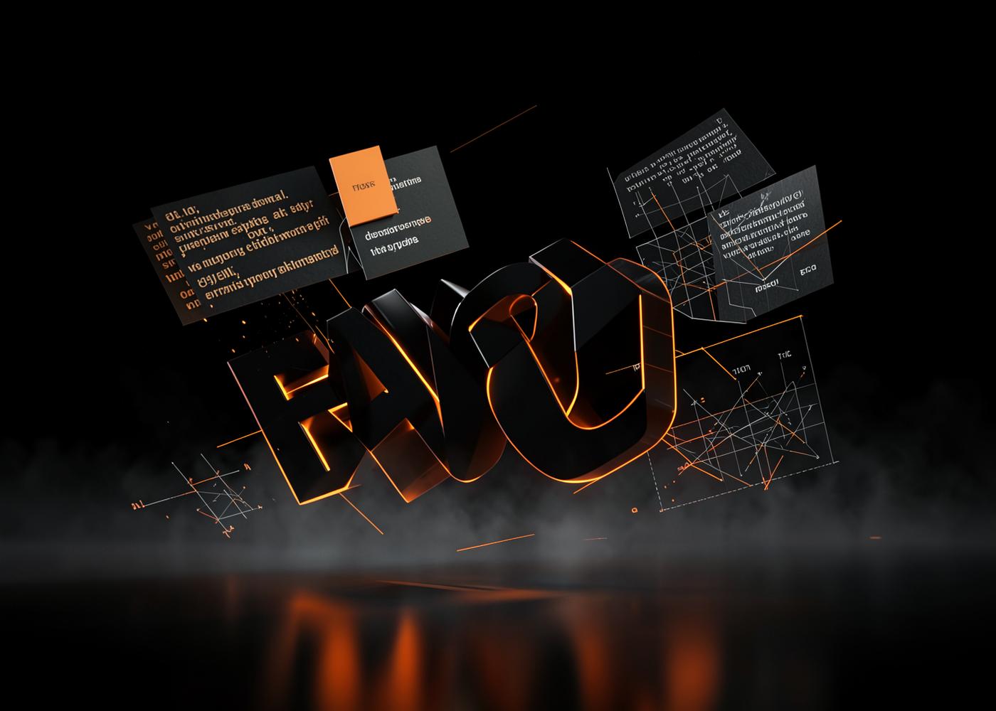 A floating brand design system with typography specimens and orange colour chips